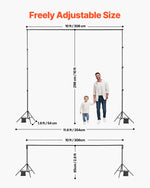 VEVOR Backdrop Stand, 10 x 10 ft Adjustable Photo Backdrop Stand Kit, Portable Background Backdrop Stand with 4 Crossbars, Heavy Duty Projector Screen Stand, for Wedding, Photo Video Studio & Party