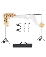 VEVOR Backdrop Stand, 10 x 10 ft Adjustable Photo Backdrop Stand Kit, Portable Background Backdrop Stand with 4 Crossbars, Heavy Duty Projector Screen Stand, for Wedding, Photo Video Studio & Party