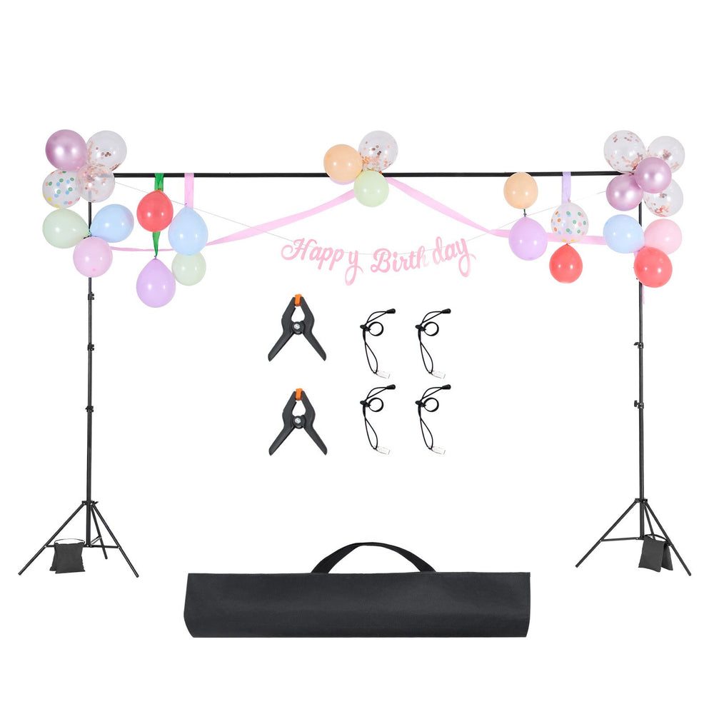 VEVOR Backdrop Stand, 10 x 10 ft Adjustable Photo Backdrop Stand Kit, Portable Background Backdrop Stand with 4 Crossbars, Heavy Duty Projector Screen Stand, for Wedding, Photo Video Studio & Party