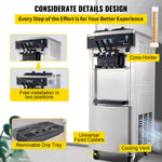 VEVOR Soft Ice Cream Machine 2200W Commercial Vertical Soft Ice Cream Maker Machine 5.3 to 7.4 Gallons per Hour Ice Cream Machine for Restaurants Bars Cafes Bakeries