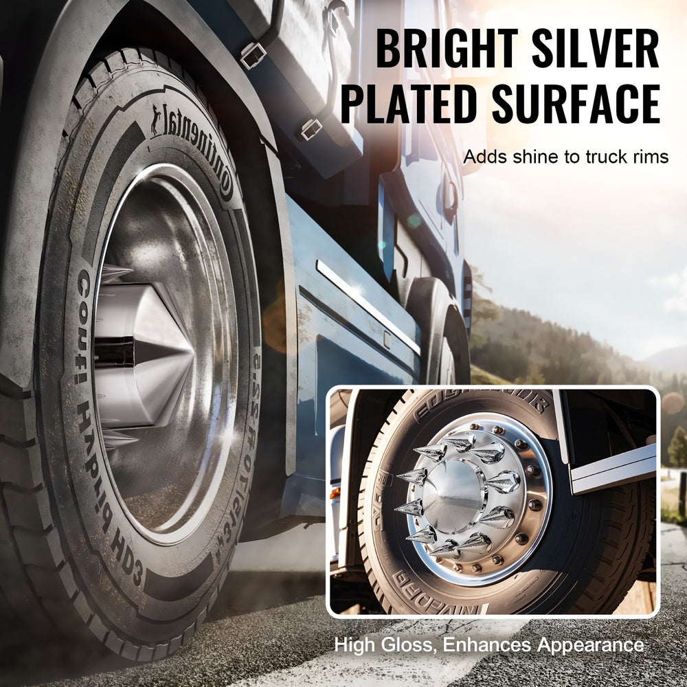 VEVOR Rear Front Axle Wheel Covers, Spiked Axle Cover for Semi Truck, ABS Rust-Resistant Lug Nut Covers, Universal Fit, Installation Tool Included, 2 Front and 4 Rear Axle Hub Covers Combo Kit