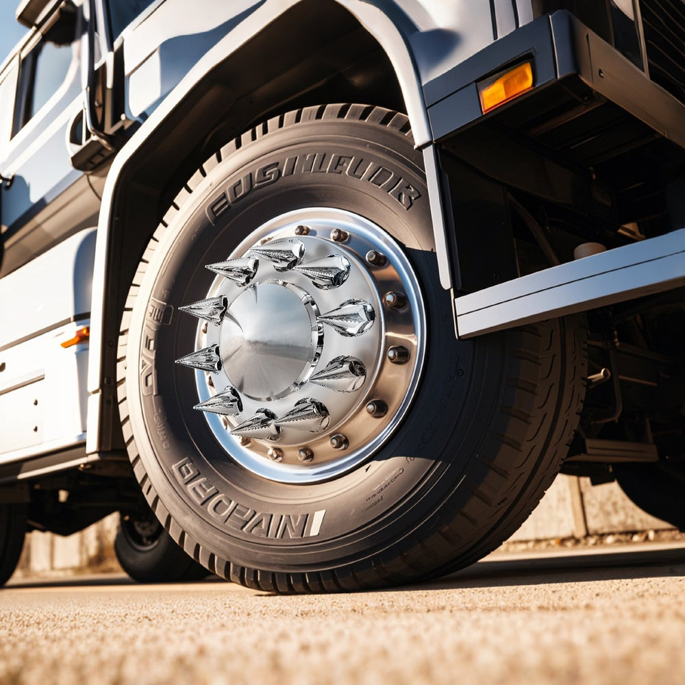 VEVOR Rear Front Axle Wheel Covers, Spiked Axle Cover for Semi Truck, ABS Rust-Resistant Lug Nut Covers, Universal Fit, Installation Tool Included, 2 Front and 4 Rear Axle Hub Covers Combo Kit