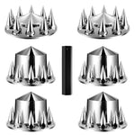 VEVOR Rear Front Axle Wheel Covers, Spiked Axle Cover for Semi Truck, ABS Rust-Resistant Lug Nut Covers, Universal Fit, Installation Tool Included, 2 Front and 4 Rear Axle Hub Covers Combo Kit