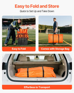 VEVOR Portable Folding Bench, 6 Seat Foldable Soccer Bench with Side Pockets and Carrying Bag, Lightweight Sideline Seating with Back Rest for Football, Baseball, Camping, Outdoor Events, Orange