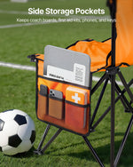 VEVOR Portable Folding Bench, 6 Seat Foldable Soccer Bench with Side Pockets and Carrying Bag, Lightweight Sideline Seating with Back Rest for Football, Baseball, Camping, Outdoor Events, Orange