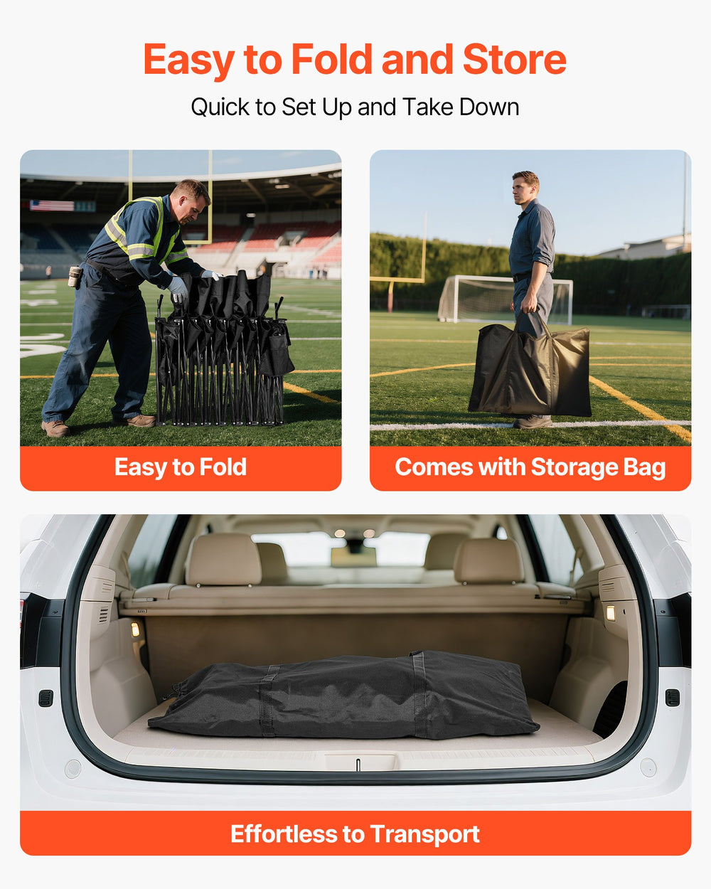 VEVOR Portable Folding Bench, 6 Seat Soccer Bench with Storage Pockets Cup Holders & Carrying Bag, Lightweight Sideline Seating with Sunshade for Football, Baseball, Camping, Outdoor Events, Black
