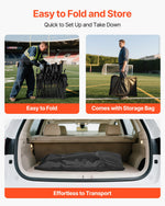 VEVOR Portable Folding Bench, 6 Seat Soccer Bench with Storage Pockets Cup Holders & Carrying Bag, Lightweight Sideline Seating with Sunshade for Football, Baseball, Camping, Outdoor Events, Black