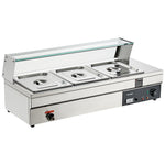 VEVOR Commercial Electric Food Warmer Countertop Buffet 3*12Qt with Glass Shield