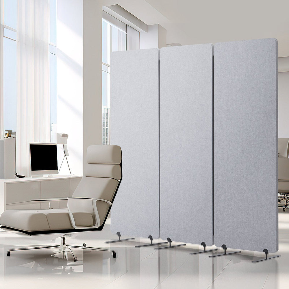 VEVOR 2FT Room Divider, 3 Panels PET Polyester Soundproof Room Screen, Folding Privacy Divider Portable Partition Divider for Room Separation, Freestanding Room Partitions for Office Study, Grey