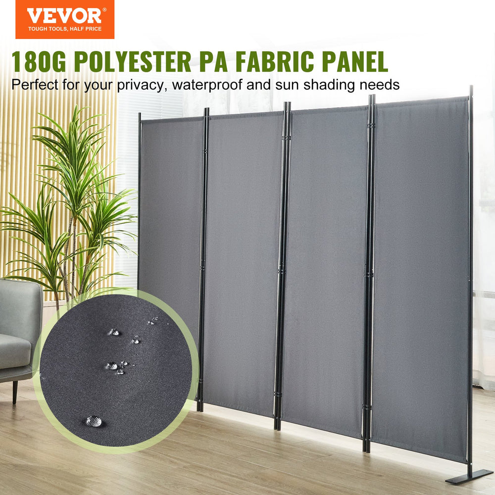 VEVOR Room Divider 4-Panel Folding Privacy Screen 224 cm x 30 cm x 171 cm Dark Gray