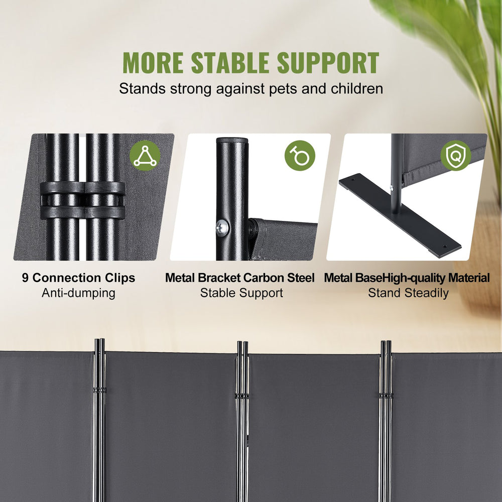 VEVOR Room Divider 4-Panel Folding Privacy Screen 224 cm x 30 cm x 171 cm Dark Gray