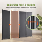 VEVOR Room Divider 4-Panel Folding Privacy Screen 224 cm x 30 cm x 171 cm Dark Gray