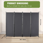 VEVOR Room Divider 4-Panel Folding Privacy Screen 224 cm x 30 cm x 171 cm Dark Gray