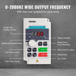VEVOR VFD 4HP, 3KW, 14A, 1 or 3 Phase AC 220V Input to 3 Phase AC 0~220V Output Variable Frequency Drive, 50/60Hz Input, 0-2000Hz Output VFD for Spindle Motor Speed Control