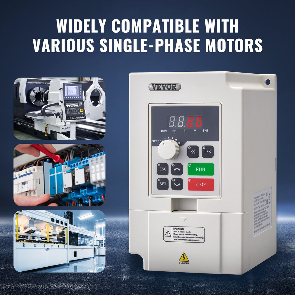 VEVOR VFD 4HP, 3KW, 14A, 1 or 3 Phase AC 220V Input to 3 Phase AC 0~220V Output Variable Frequency Drive, 50/60Hz Input, 0-2000Hz Output VFD for Spindle Motor Speed Control