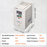 VEVOR VFD 5HP, 4KW, 18A, 1 or 3 Phase AC 220V Input to 3 Phase AC 0~220V Output Variable Frequency Drive, 50/60Hz Input, 0-2000Hz Output VFD for Spindle Motor Speed Control