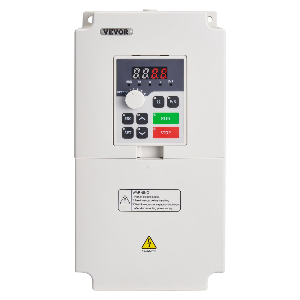 VEVOR VFD 5HP, 4KW, 18A, 1 or 3 Phase AC 220V Input to 3 Phase AC 0~220V Output Variable Frequency Drive, 50/60Hz Input, 0-2000Hz Output VFD for Spindle Motor Speed Control