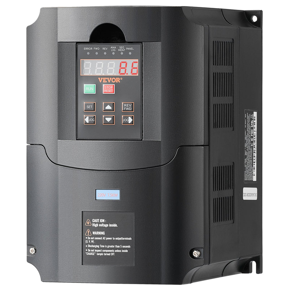 VEVOR VFD 10HP, 7.5KW, 35A, 1 or 3 Phase 220V Input to 3 Phase 220V Output Variable Frequency Drive, 40-60Hz Input, 0-400Hz Output VFD for Spindle Motor CNC Speed Control