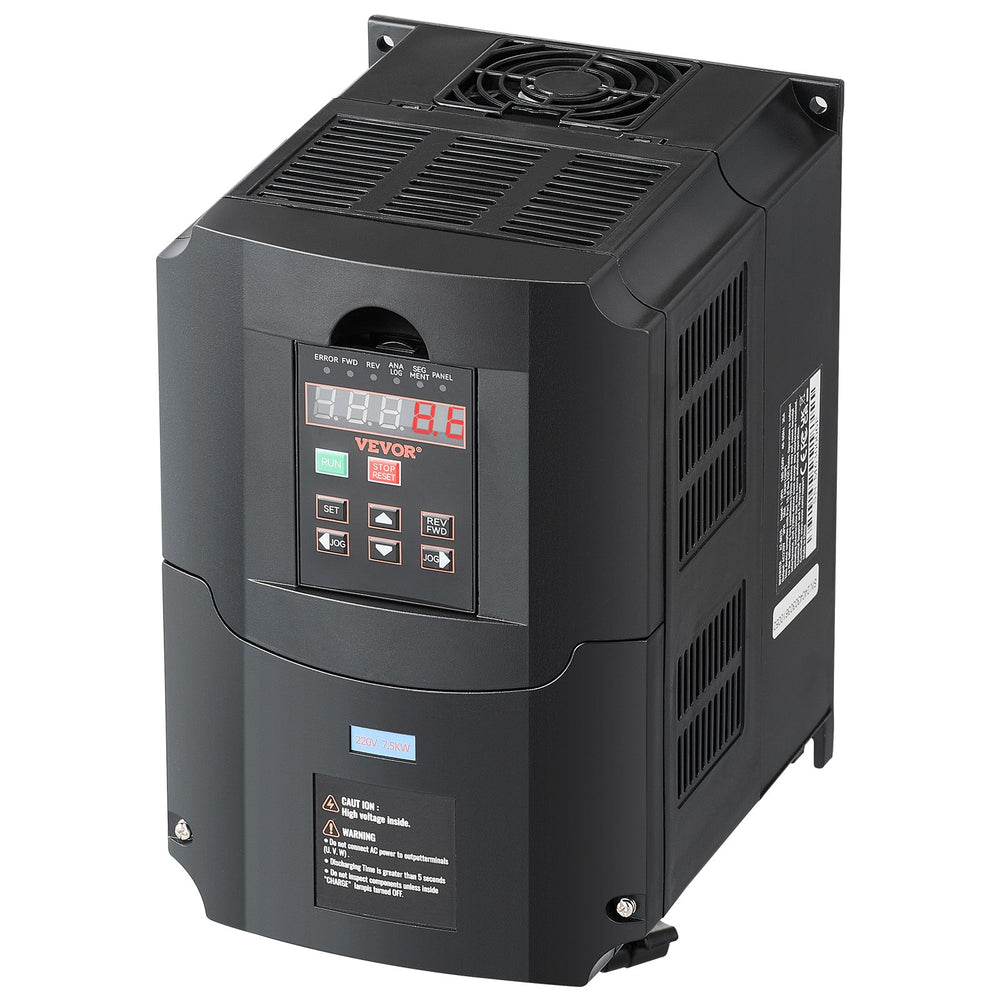 VEVOR VFD 10HP, 7.5KW, 35A, 1 or 3 Phase 220V Input to 3 Phase 220V Output Variable Frequency Drive, 40-60Hz Input, 0-400Hz Output VFD for Spindle Motor CNC Speed Control