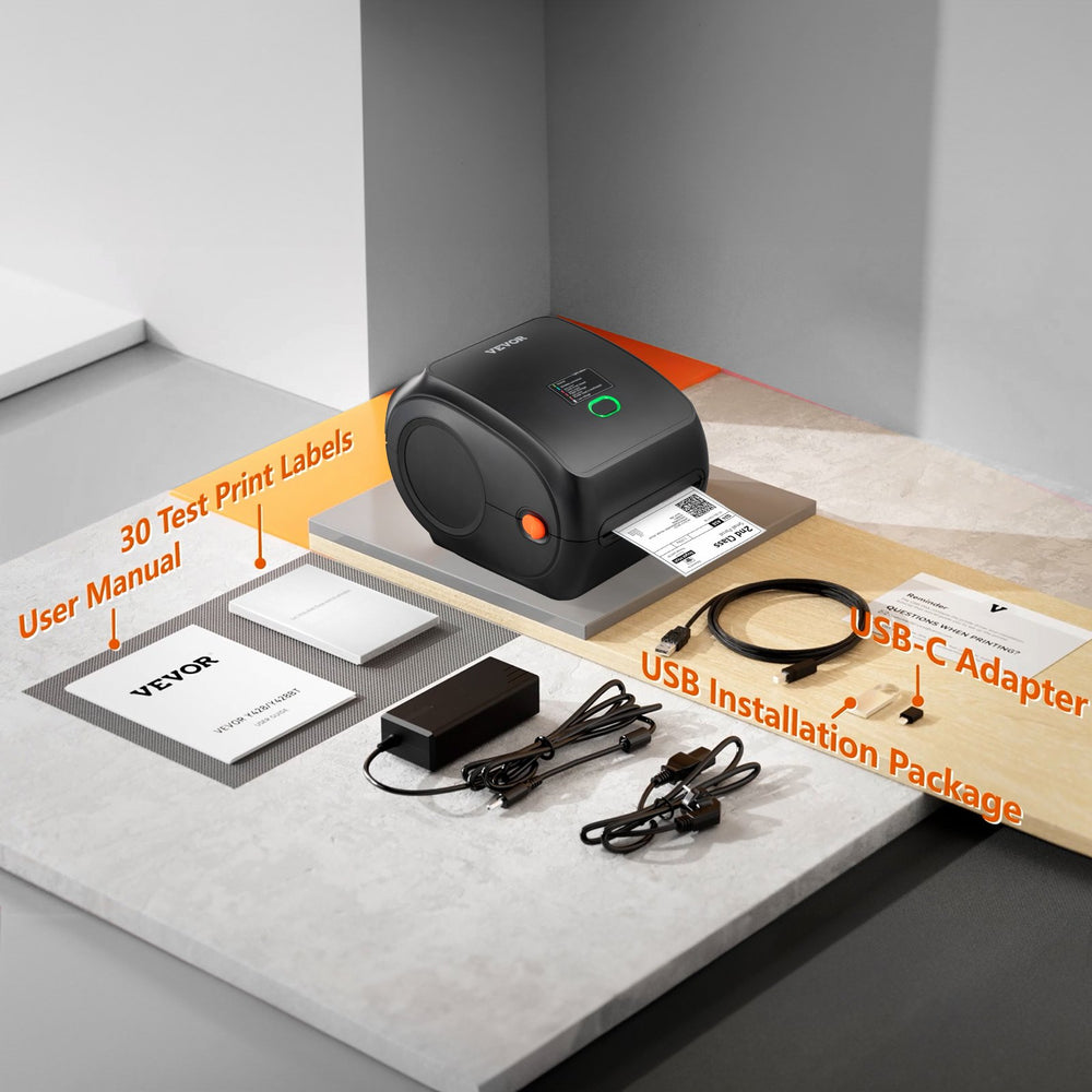 VEVOR Thermal Label Printer, 300DPI for 4x6 Mailing Packages, Wireless Bluetooth & Automatic Label Recognition, Support Windows/MacOS/Linux/Android/IOS, Compatible with Amazon, eBay, Etsy,etc