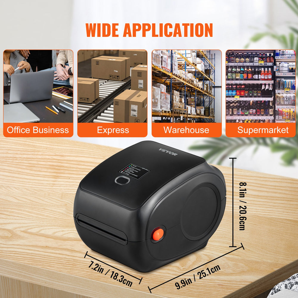 VEVOR Thermal Label Printer, 300DPI for 4x6 Mailing Packages, Wireless Bluetooth & Automatic Label Recognition, Support Windows/MacOS/Linux/Android/IOS, Compatible with Amazon, eBay, Etsy,etc