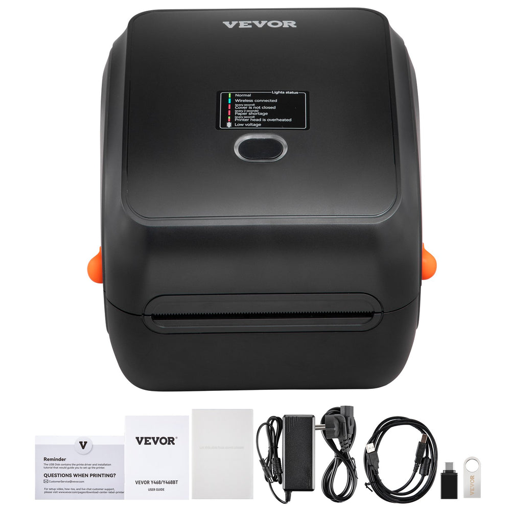 VEVOR Thermal Label Printer, 300DPI for 4x6 Mailing Packages, Wireless Bluetooth & Automatic Label Recognition, Support Windows/MacOS/Linux/Android/IOS, Compatible with Amazon, eBay, Etsy,etc
