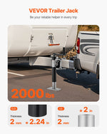 VEVOR Trailer Jack, 2000 lbs Dynamic Load Capacity, Heavy Duty Swivel Bolt-on Trailer Jack, 10" Lift Trailer Jack Stand with Handle for RV Trailer, Horse Trailer, Utility Trailer, and Yacht Trailer