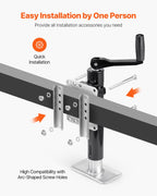 VEVOR Trailer Jack, 2000 lbs Dynamic Load Capacity, Heavy Duty Swivel Bolt-on Trailer Jack, 10" Lift Trailer Jack Stand with Handle for RV Trailer, Horse Trailer, Utility Trailer, and Yacht Trailer