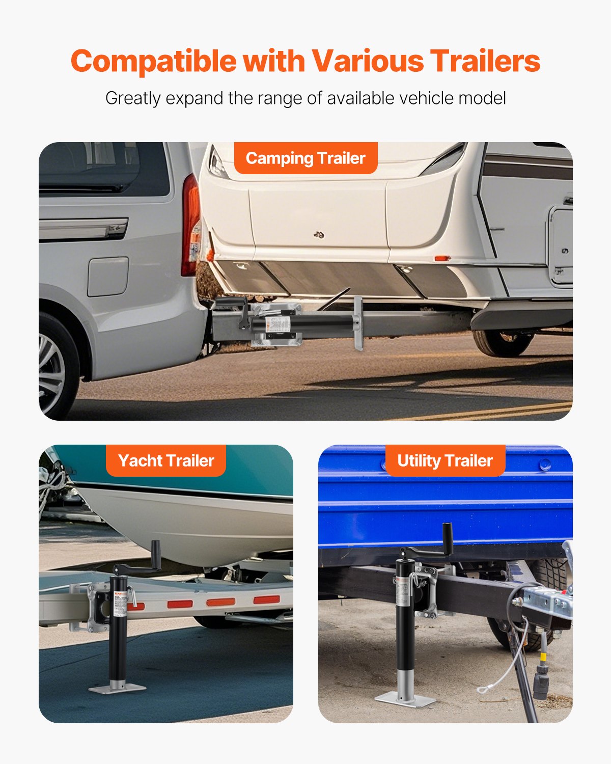 VEVOR Trailer Jack, 2000 lbs Dynamic Load Capacity, Heavy Duty Swivel Bolt-on Trailer Jack, 10" Lift Trailer Jack Stand with Handle for RV Trailer, Horse Trailer, Utility Trailer, and Yacht Trailer