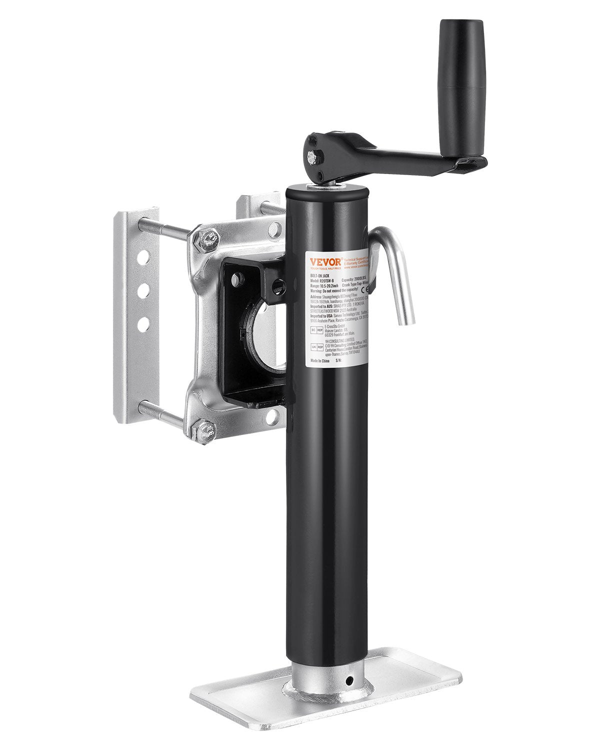 VEVOR Trailer Jack, 2000 lbs Dynamic Load Capacity, Heavy Duty Swivel Bolt-on Trailer Jack, 10" Lift Trailer Jack Stand with Handle for RV Trailer, Horse Trailer, Utility Trailer, and Yacht Trailer