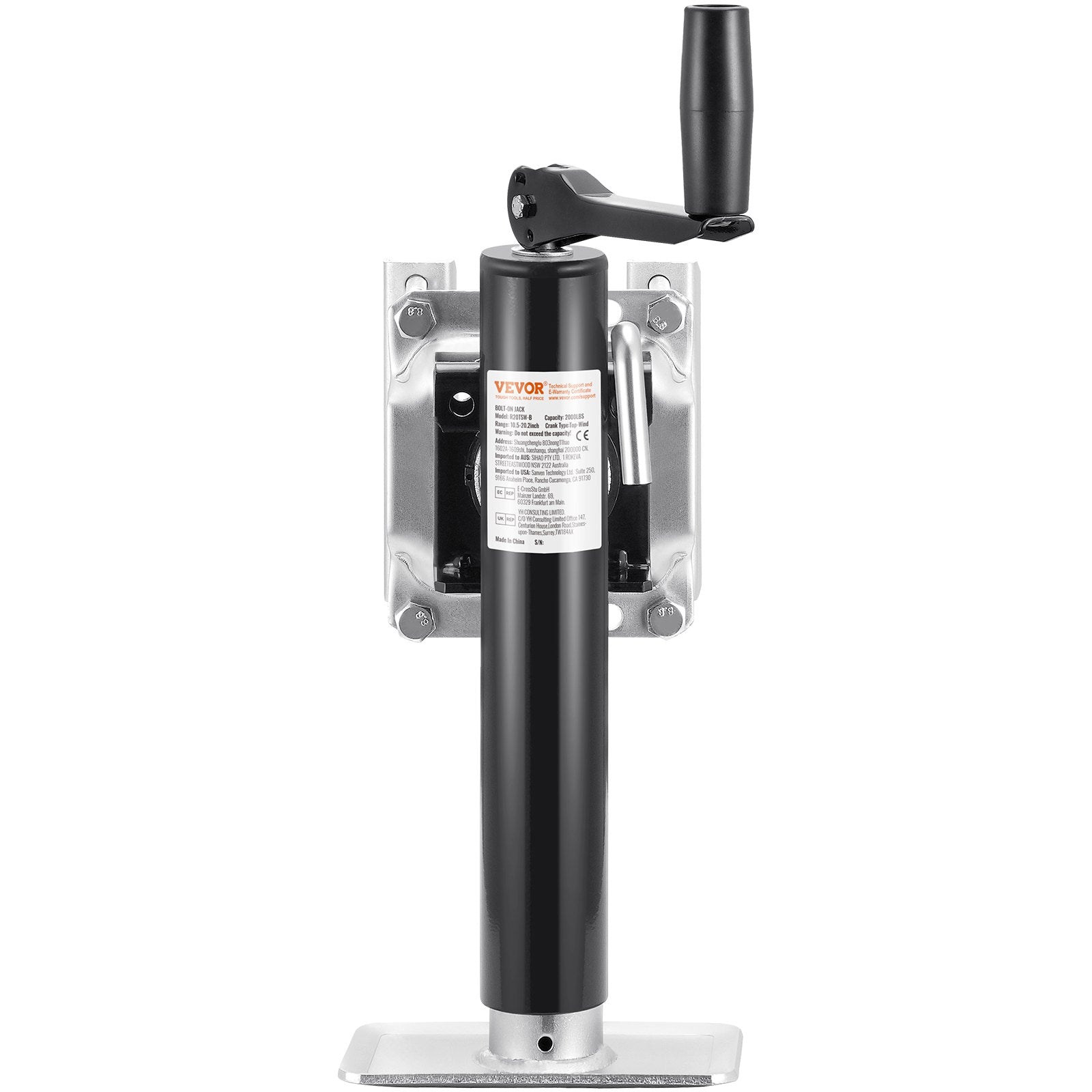 VEVOR Trailer Jack, 2000 lbs Dynamic Load Capacity, Heavy Duty Swivel Bolt-on Trailer Jack, 10" Lift Trailer Jack Stand with Handle for RV Trailer, Horse Trailer, Utility Trailer, and Yacht Trailer
