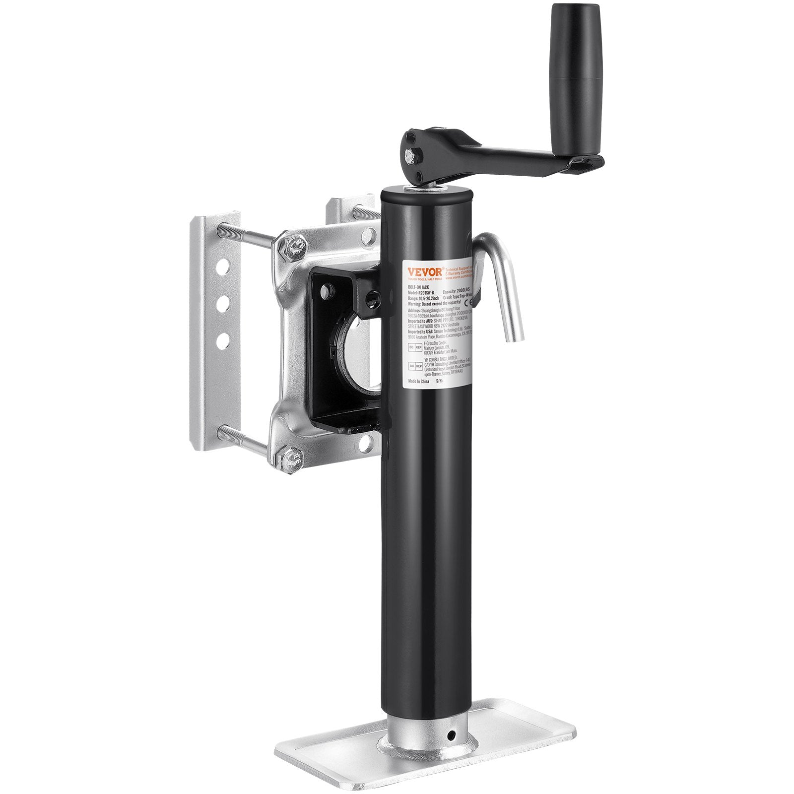 VEVOR Trailer Jack, 2000 lbs Dynamic Load Capacity, Heavy Duty Swivel Bolt-on Trailer Jack, 10" Lift Trailer Jack Stand with Handle for RV Trailer, Horse Trailer, Utility Trailer, and Yacht Trailer