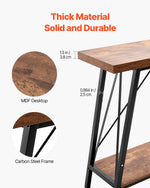 VEVOR Narrow Console Sofa Table, 70.9 inches Behind Couch Table, 2-Tier Long Entryway Table and Skinny Hallway Table, Narrow Sofa Table with Metal Frame, for Entryway, Hallway, Living Room & Bedroom