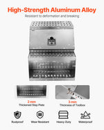 VEVOR Semi-Truck Step Tool Box, 610 x 695 x 645 mm Heavy Duty Aluminum Toolbox Side Mount, Waterproof Side Storage Saddle Step Box with T-Handle Lock & Keys for Semi Trucks, Flatbed Trailers
