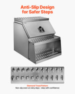 VEVOR Semi-Truck Step Tool Box, 610 x 695 x 645 mm Heavy Duty Aluminum Toolbox Side Mount, Waterproof Side Storage Saddle Step Box with T-Handle Lock & Keys for Semi Trucks, Flatbed Trailers