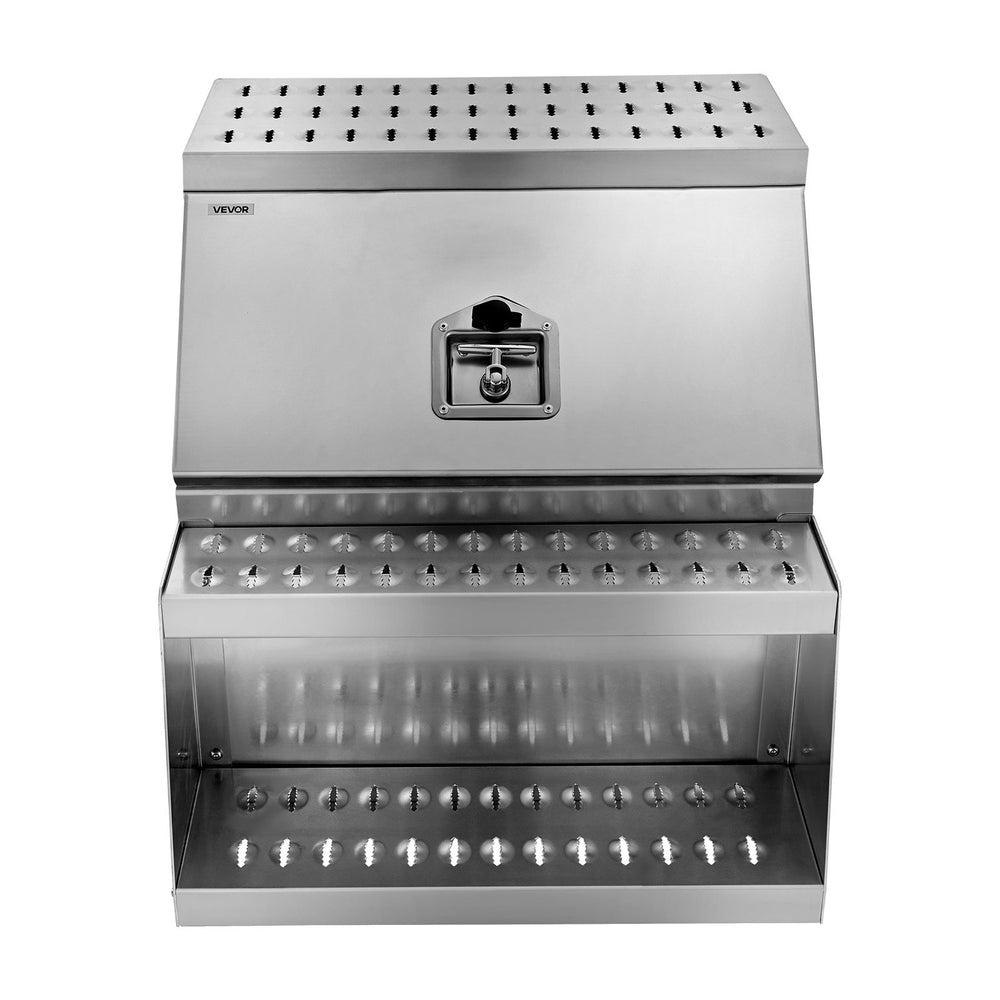 VEVOR Semi-Truck Step Tool Box, 610 x 695 x 645 mm Heavy Duty Aluminum Toolbox Side Mount, Waterproof Side Storage Saddle Step Box with T-Handle Lock & Keys for Semi Trucks, Flatbed Trailers
