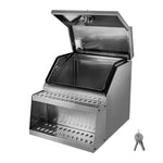 VEVOR Semi-Truck Step Tool Box, 610 x 695 x 645 mm Heavy Duty Aluminum Toolbox Side Mount, Waterproof Side Storage Saddle Step Box with T-Handle Lock & Keys for Semi Trucks, Flatbed Trailers
