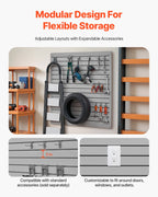 VEVOR Slat Wall Paneling, 4 x 4 ft, PVC Garage Slatwall with Modular Design, Grey Slat Wall Easy-to-Install Adjustable Slatwall Panel with Coupling Structure & DIY Cutting, Fits for Storage & Display