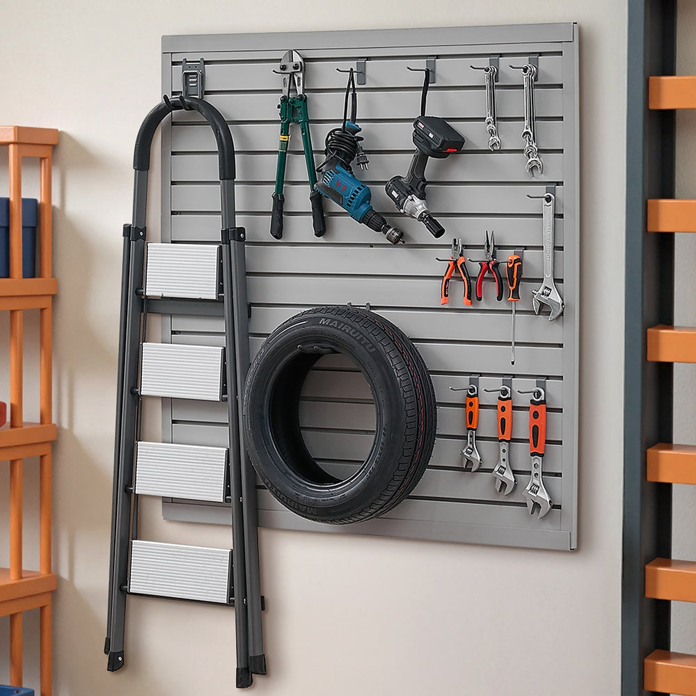 VEVOR Slat Wall Paneling, 4 x 4 ft, PVC Garage Slatwall with Modular Design, Grey Slat Wall Easy-to-Install Adjustable Slatwall Panel with Coupling Structure & DIY Cutting, Fits for Storage & Display
