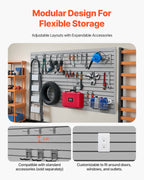 VEVOR Slat Wall Paneling, 8 x 4 ft, PVC Garage Slatwall with Accessories, Grey Slat Wall Easy-to-Install Adjustable Slatwall Panel with Coupling Structure & DIY Cutting, Fits for Storage & Display
