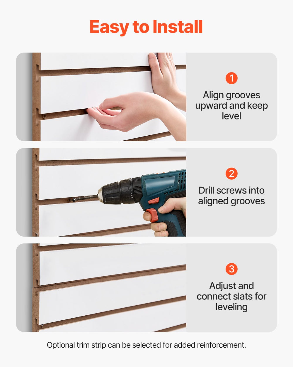 VEVOR Slat Wall Paneling, 4 x 4 ft, MDF Garage Slatwall with Modular Design, White Slat Wall Easy-to-Install Adjustable Slatwall Panel with Coupling Structure & DIY Cutting, Fits for Storage & Display