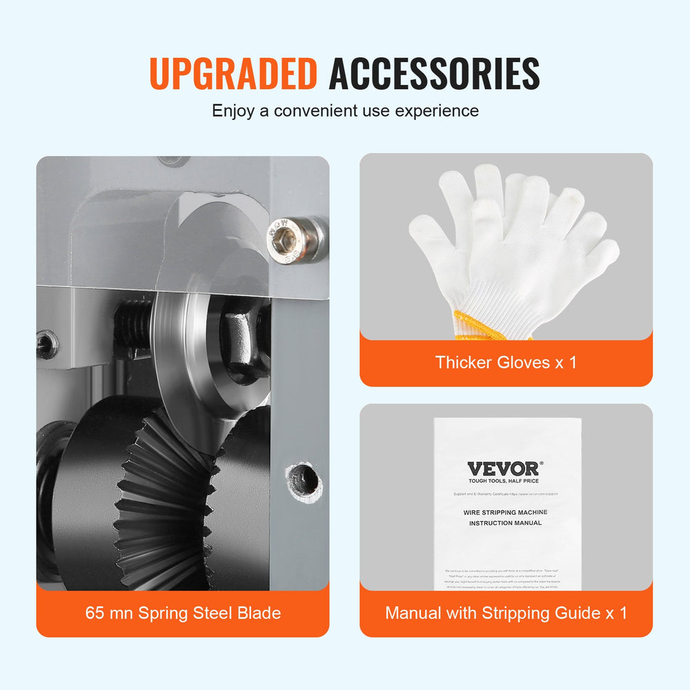 VEVOR Automatic Wire Stripping Machine, 1.5mm-30mm Electric Motorized Cable Stripper, 180W, 18.3 m/min Wire Peeler with Visible Stripping Depth Reference, for Scrap Copper Recycling