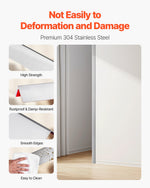 VEVOR Stainless Steel Wall Corner Protector, 50 x 50 x 1217 mm, 10 Pack Metal Corner Guards, 304 Stainless Steel Edge Trim 90-Degree Angle for Home,Office,Commercial Wall Protection, with 3m Tape