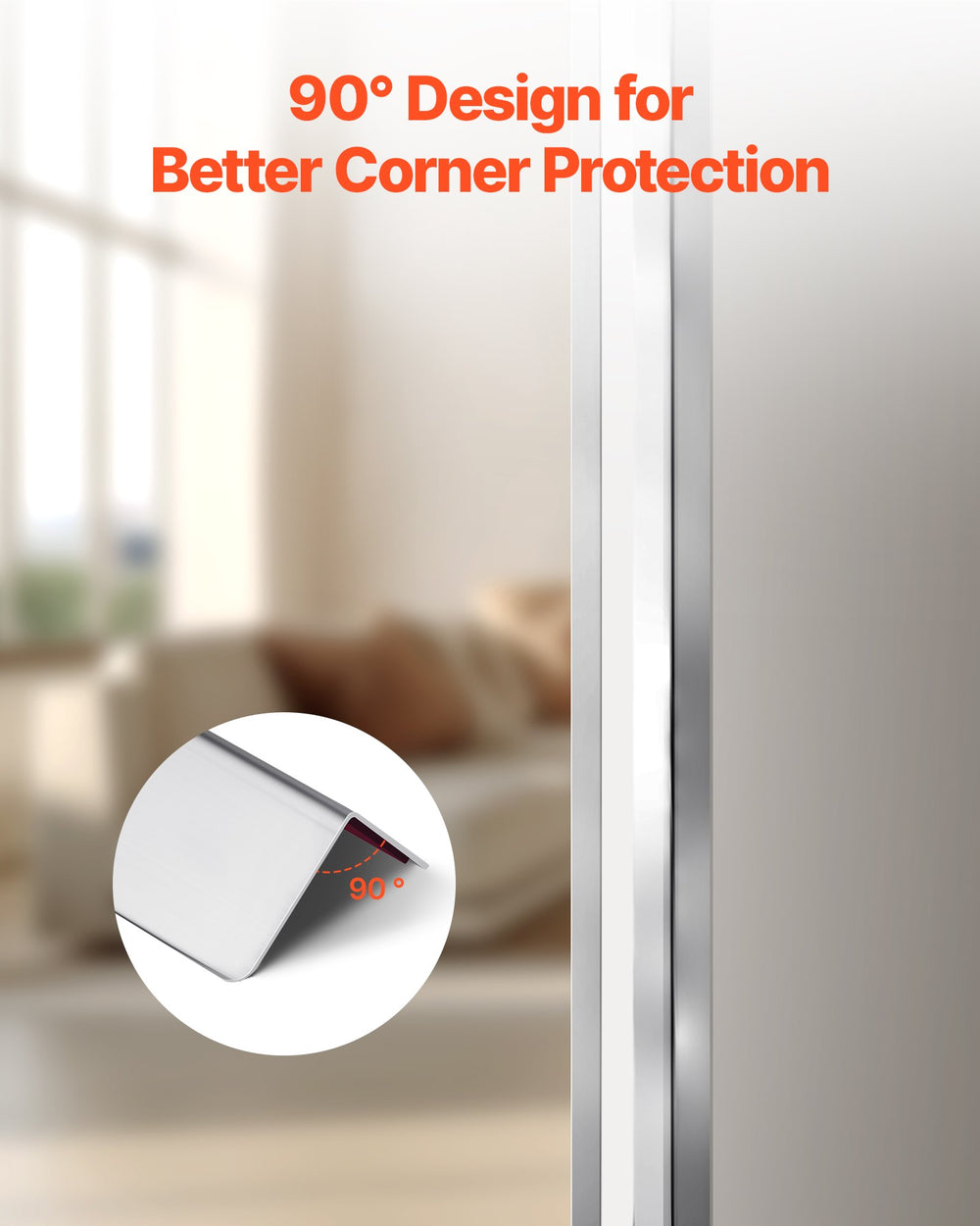 VEVOR Stainless Steel Wall Corner Protector, 50 x 50 x 1217 mm, 10 Pack Metal Corner Guards, 304 Stainless Steel Edge Trim 90-Degree Angle for Home,Office,Commercial Wall Protection, with 3m Tape