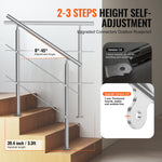 VEVOR 100.1 cm Handrails for Outdoor Steps 2 Crossbars Staircase for Porch Deck