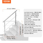 VEVOR 119.9 cm Handrails for Outdoor Steps 2 Crossbars Staircase for Porch Deck