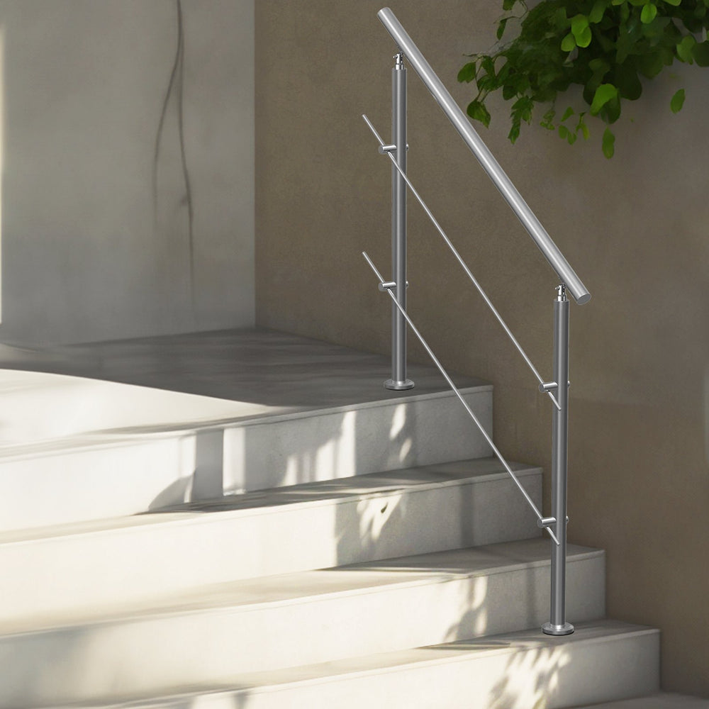 VEVOR 119.9 cm Handrails for Outdoor Steps 2 Crossbars Staircase for Porch Deck
