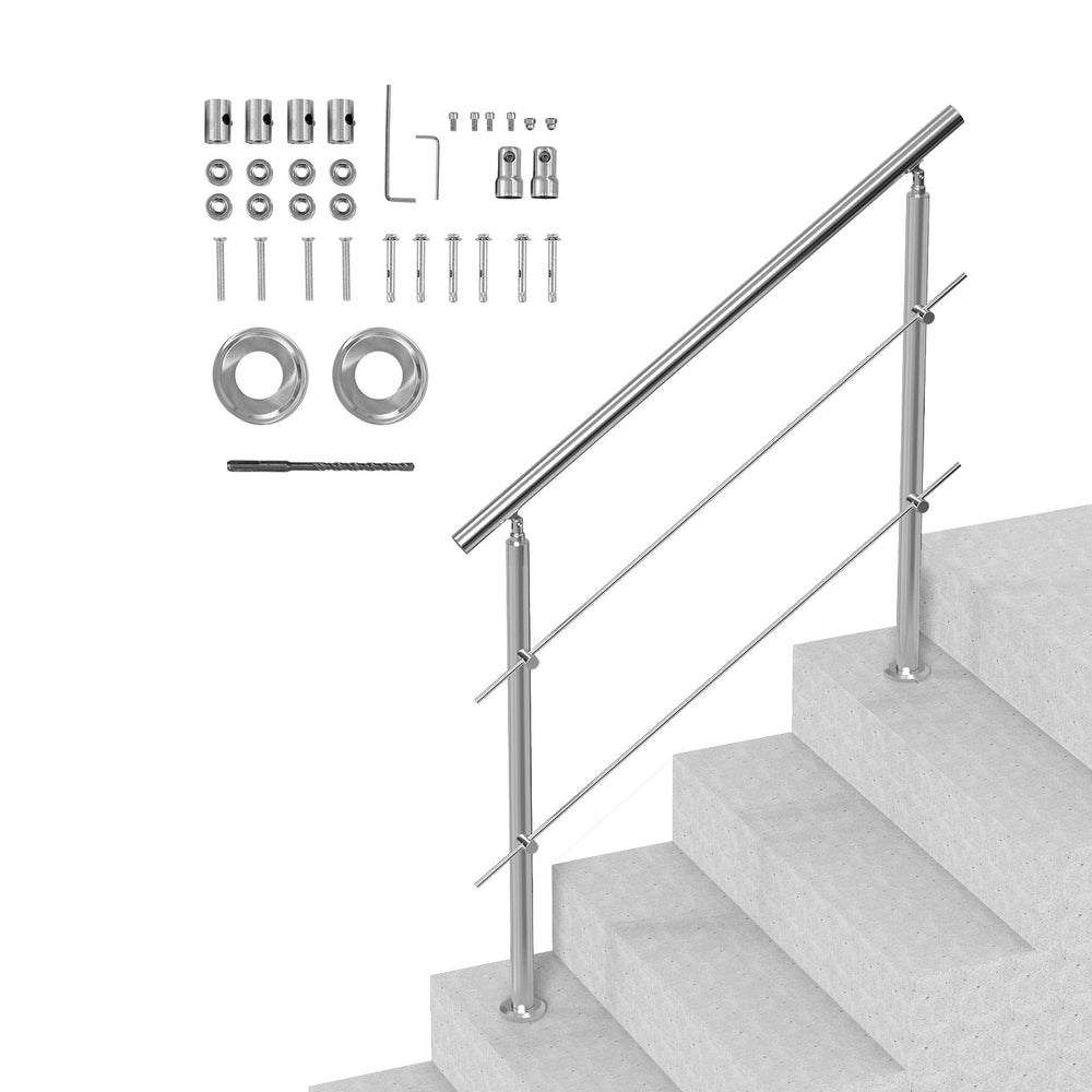 VEVOR 119.9 cm Handrails for Outdoor Steps 2 Crossbars Staircase for Porch Deck