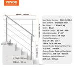 VEVOR 149.9 cm Handrails for Outdoor Steps 3 Crossbars Staircase for Porch Deck