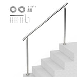 VEVOR Handrails for Outdoor Steps, 59 in/ 150cm Length Stair Hand Rail Kit, Transitional Stainless Steel Railings with Installation Kit, Double-column Staircase Handrails for Seniors,Porch & Deck